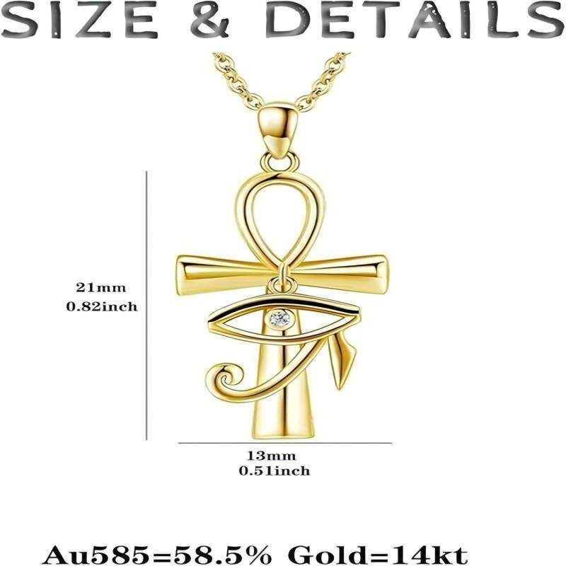 18K Gold Cubic Zirconia Eye Of Horus Pendant Necklace-5