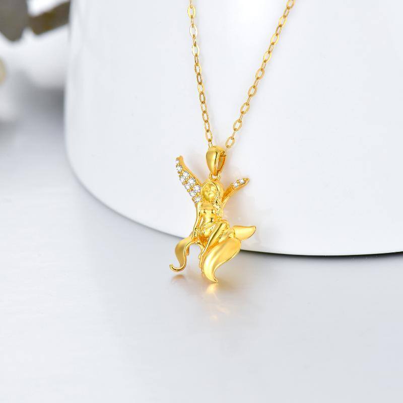 Elfos de anjo fada em ouro amarelo 18K com pingente de asa-3