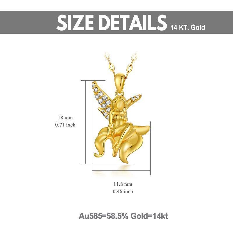 Elfos de anjo fada em ouro amarelo 18K com pingente de asa-5