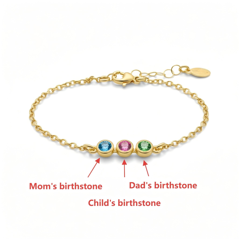 14K Rose Gold Cubic Zirconia Personalized Birthstone Charm Bracelet-4