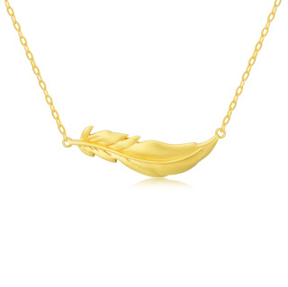 10K Gold Feather Pendant Necklace-41