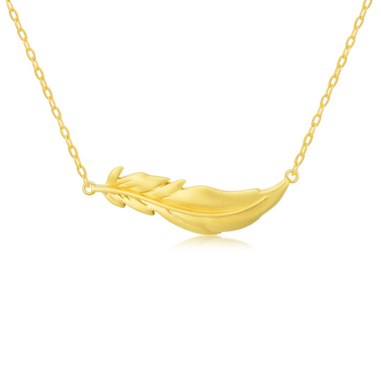 14K gouden veer hanger ketting