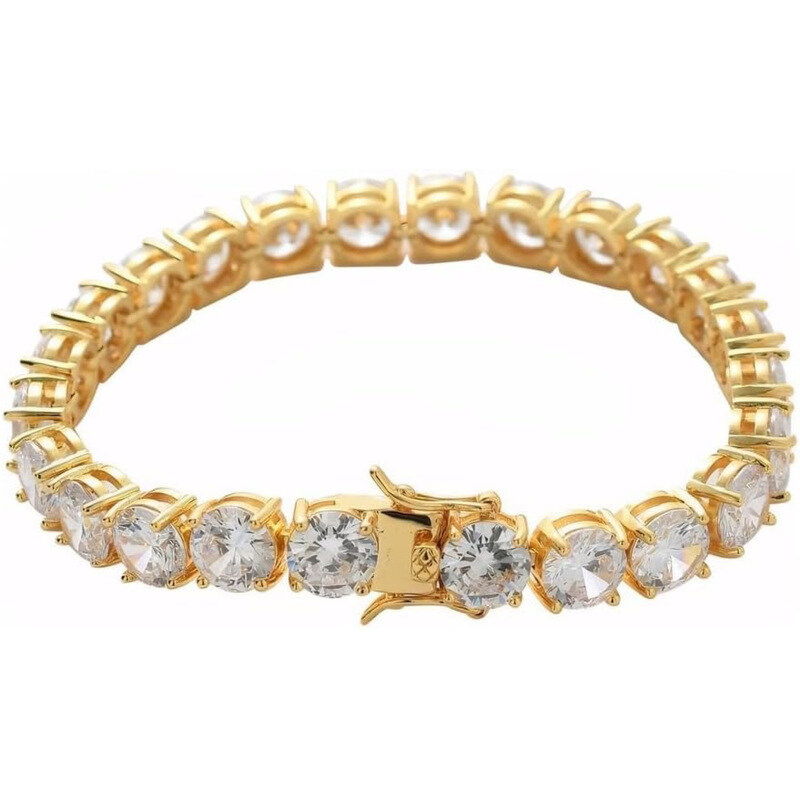 14K Gold Featuring 8mm Full Round Moissanite Shimmering Tennis Bracelet-1