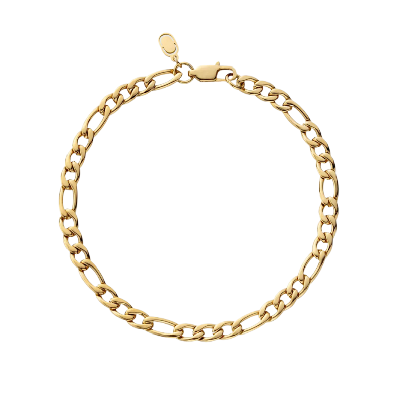 Pulsera Figaro de oro de 18 quilates para hombre, 5 mm-1