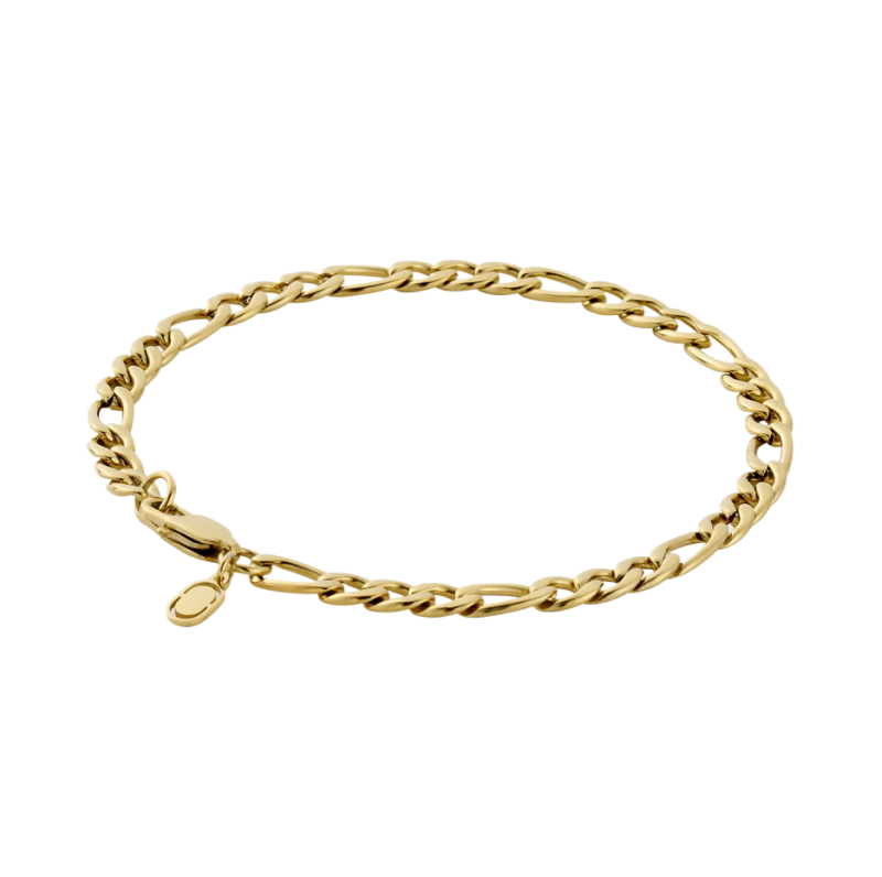 Pulsera Figaro de oro de 18 quilates para hombre, 5 mm-4