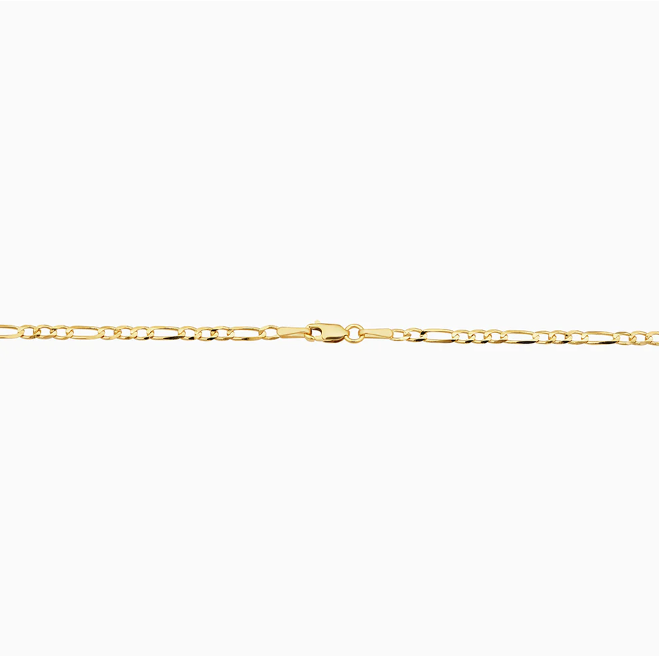 Cadena para tobillo pequeña Figaro de oro de 14 quilates de 2,5 mm-4