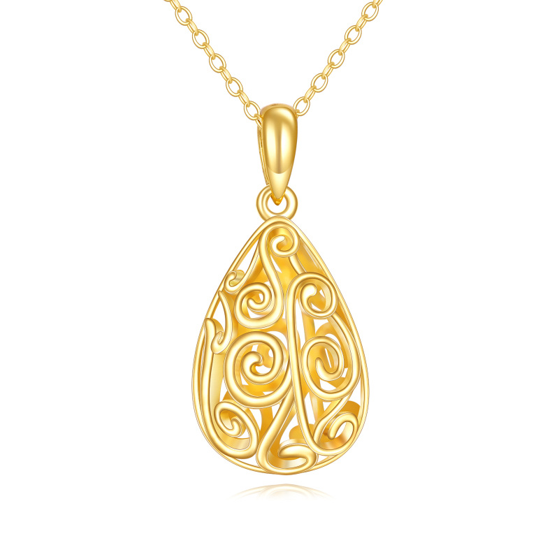 10K gouden filigraan druppelvormige hanger ketting-15
