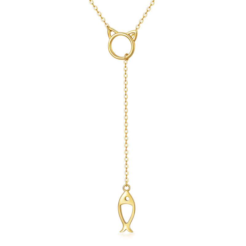 10K Gold Fish Non-adjustable Y-Necklace-14