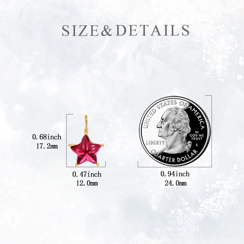 14K Gold Star Garnet Five-Pointed Lever-Back Earrings For Women Best Friends-5