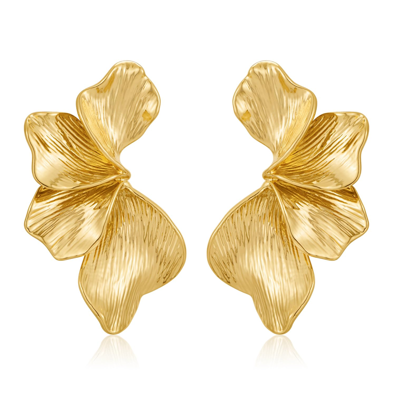 Sterling Silver with Yellow Gold Plated Flowers Stud Earrings-1