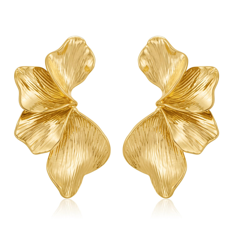 Sterling Silver with Yellow Gold Plated Flowers Stud Earrings-5