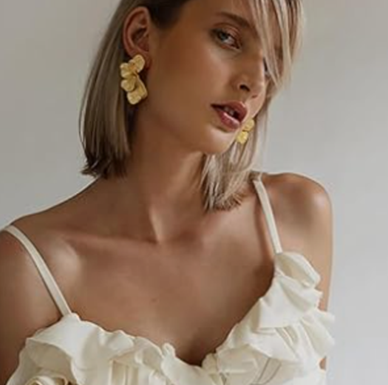 Sterling Silver with Yellow Gold Plated Flowers Stud Earrings-4