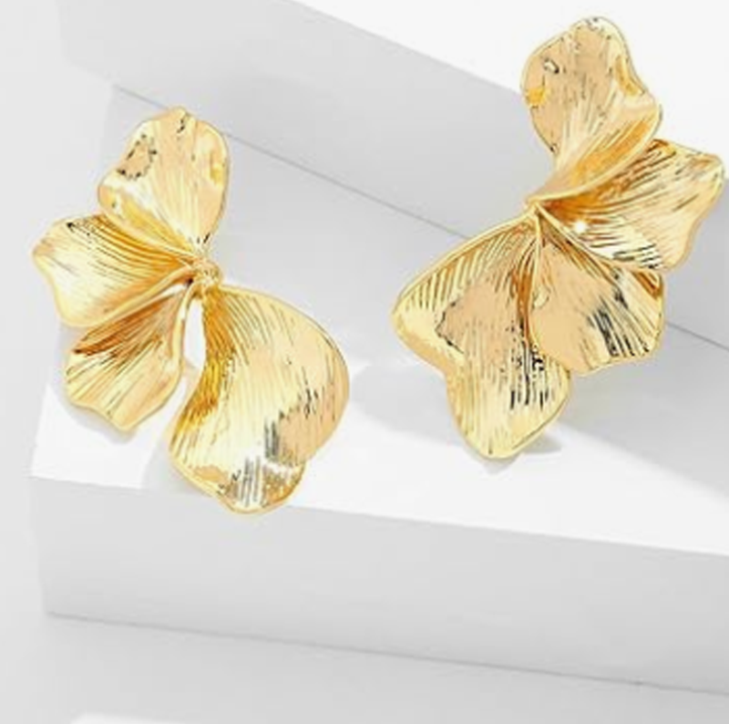 Sterling Silver with Yellow Gold Plated Flowers Stud Earrings-5