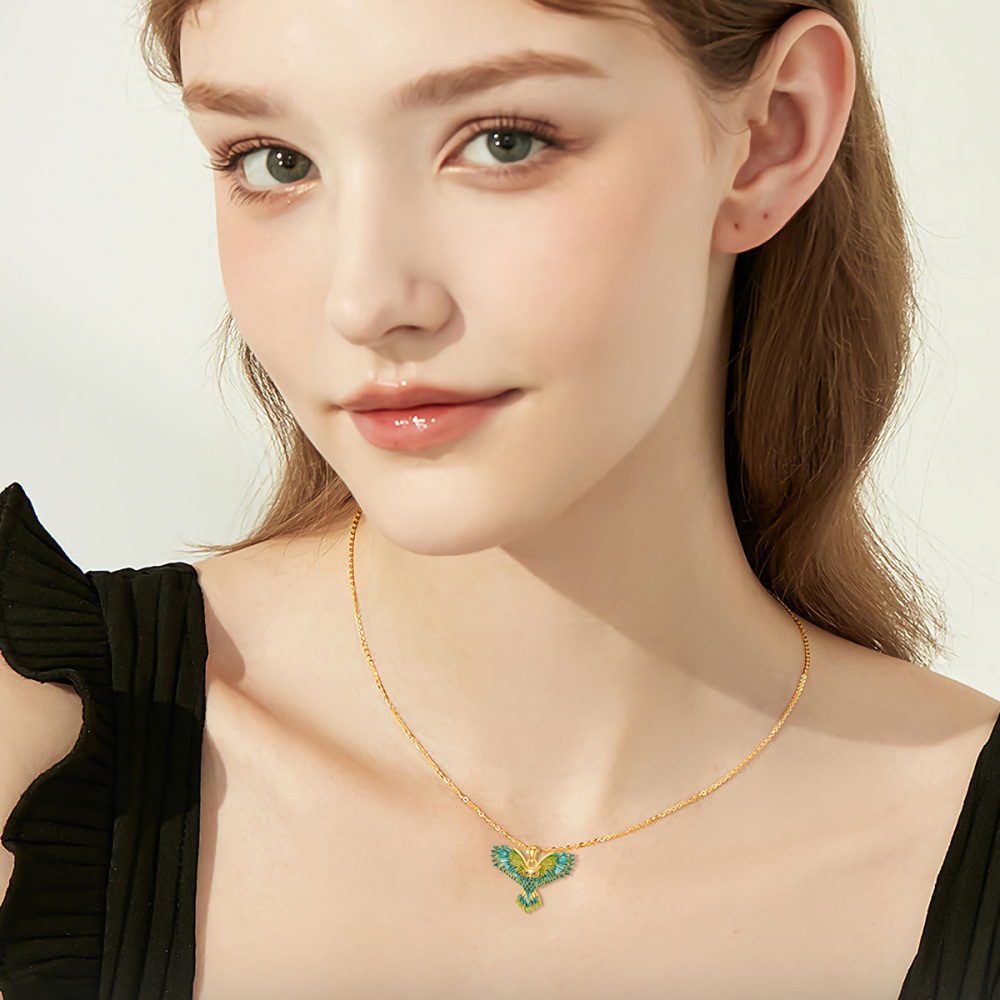 10K Gold Flying Owl Pendant Necklace-2
