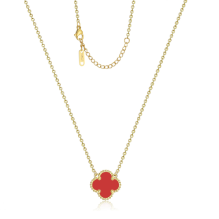 14K Gold Four Leaf Clover Necklace for Women-2