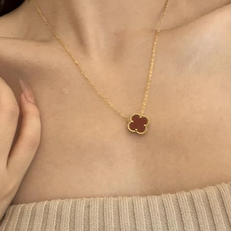 14K Gold Four Leaf Clover Necklace for Women-3