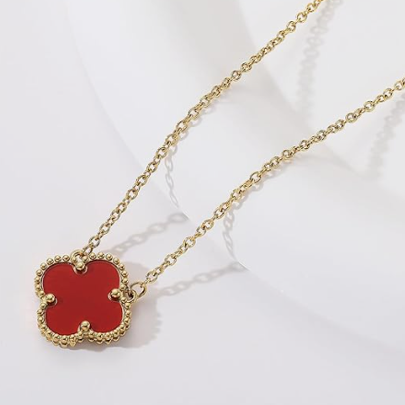 14K Gold Four Leaf Clover Necklace for Women-4