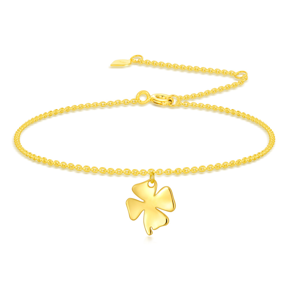 Armband mit Kleeblatt-Anhänger aus 14 Karat Gold-1