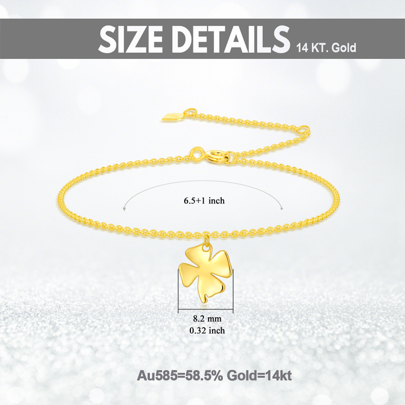 Pulseira com pendente trevo de quatro folhas em ouro 10K-5