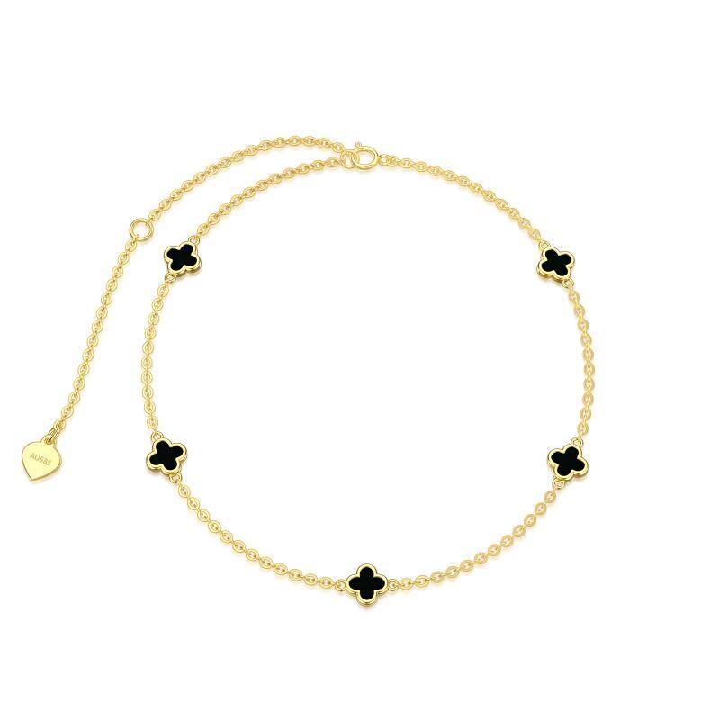 Image of 14K Gold Four-leaf Clover Pendant Bracelet