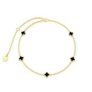 14K Gold Four-leaf Clover Pendant Bracelet-4