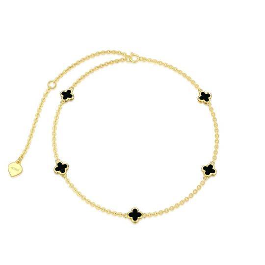 14K Gold Four-leaf Clover Pendant Bracelet