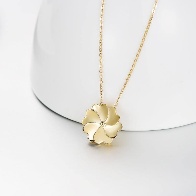 10K Gold Four-leaf Clover Pendant Necklace-3