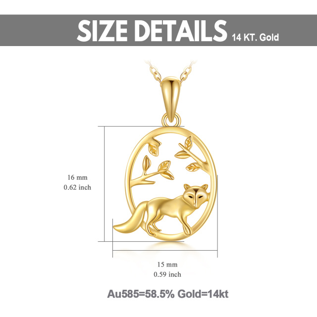 14K Gold Fox & Leaves Pendant Necklace-6