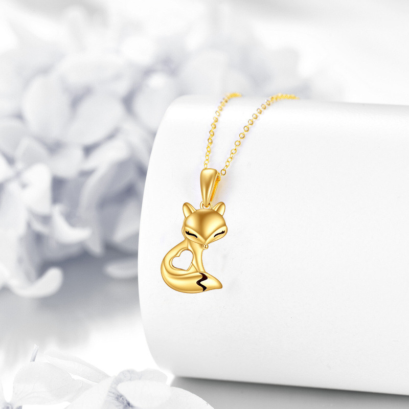 Collar con colgante de zorro en oro de 14 quilates-3