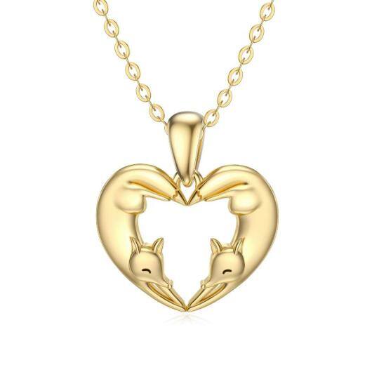 14K Gold Fox Pendant Necklace