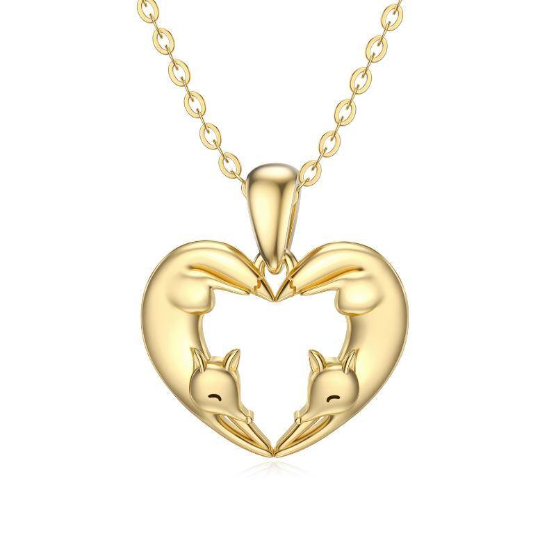 10K Gold Fox Pendant Necklace-12