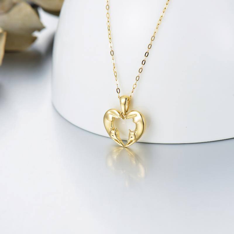 10K Gold Fuchs-Anhänger Halskette-3