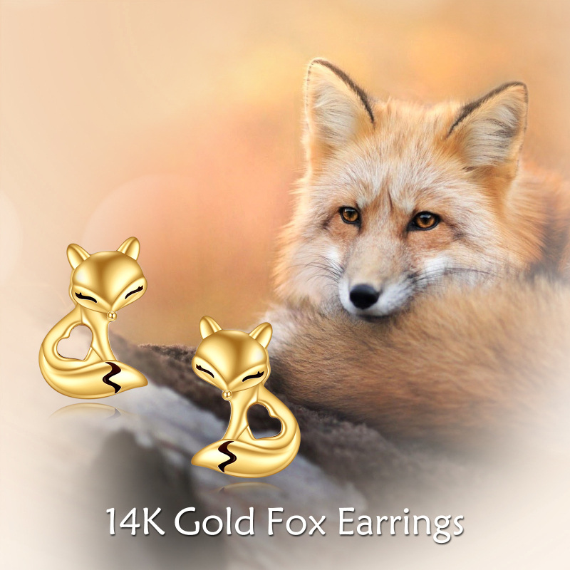 10K White Gold Fox Stud Earrings-6