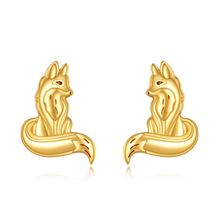 10K Gold Fox Stud Earrings-10