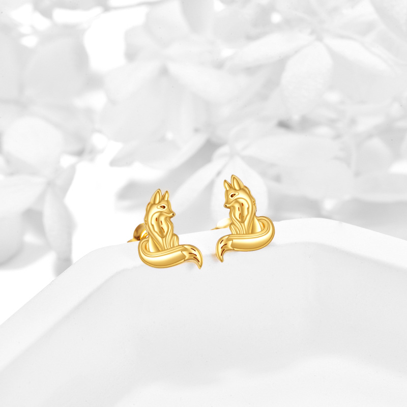 10K Gold Fox Stud Earrings-4