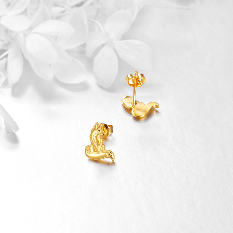 10K Gold Fox Stud Earrings-5