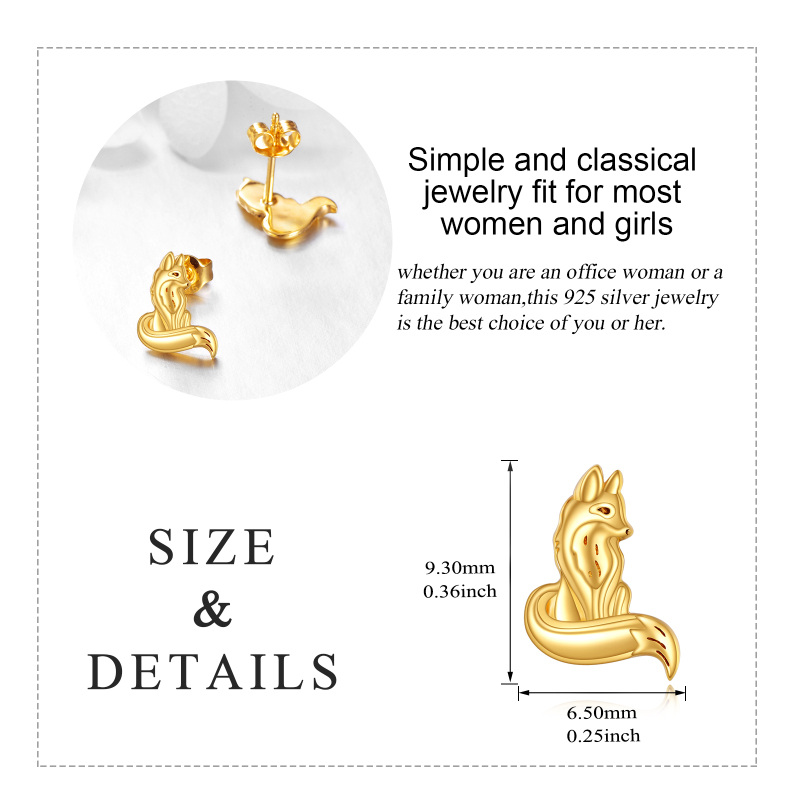 10K Gold Fox Stud Earrings-6