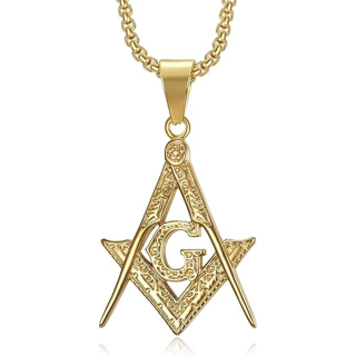 Sterling Silver with Yellow Gold Plated Freemason Pendant Necklace for Men-5