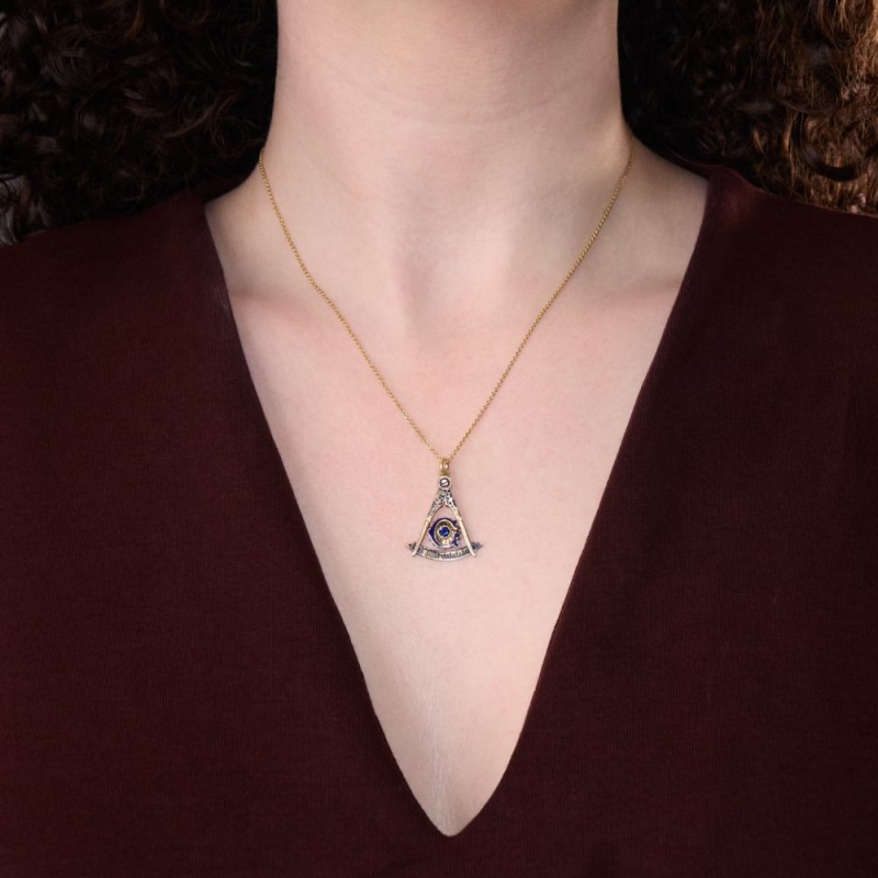 14K Gold Freemason Pendant Necklace-2
