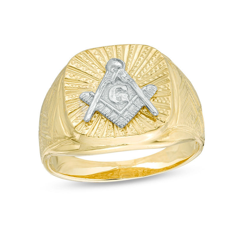 Sterling Silver with Yellow Gold Plated Freemason Signet Ring for Men-3