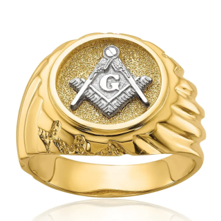 Sterling Silver with Yellow Gold Plated Freemason Signet Ring for Men-8