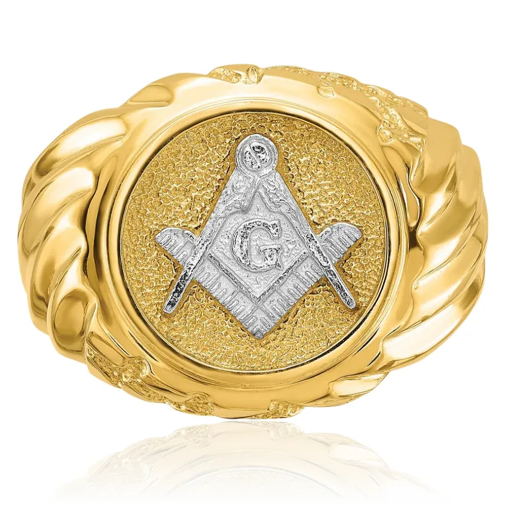 14K Gold Freemason Signet Ring for Men-3