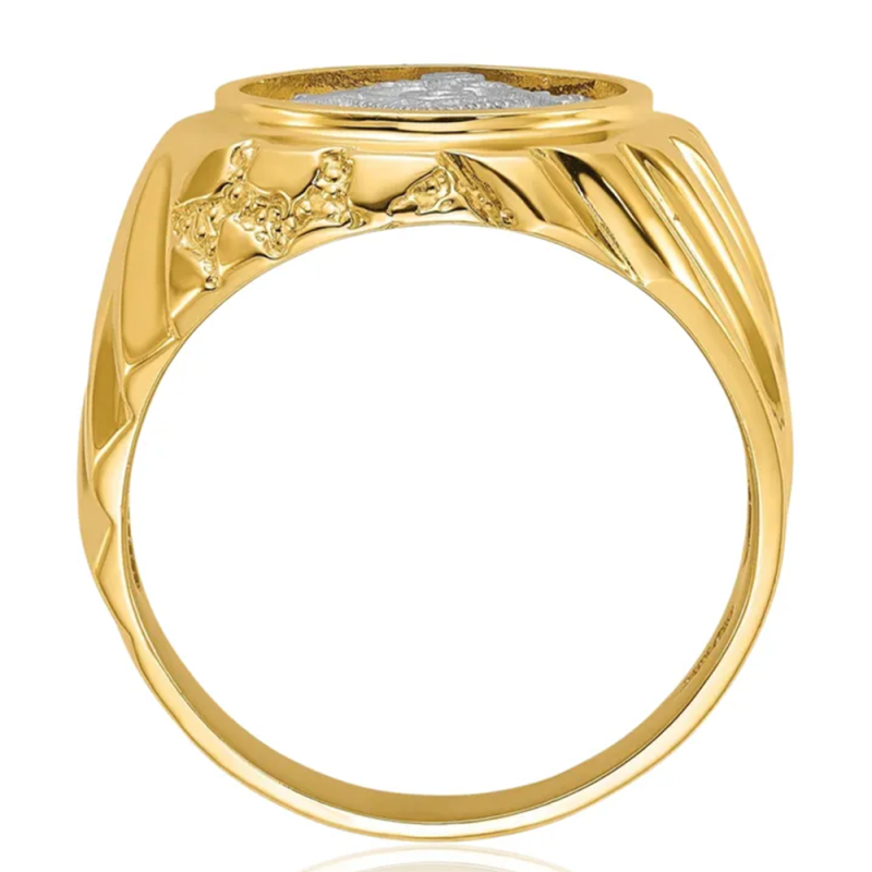 Anel de sinete maçónico banhado a ouro amarelo e prata de lei para homem-5