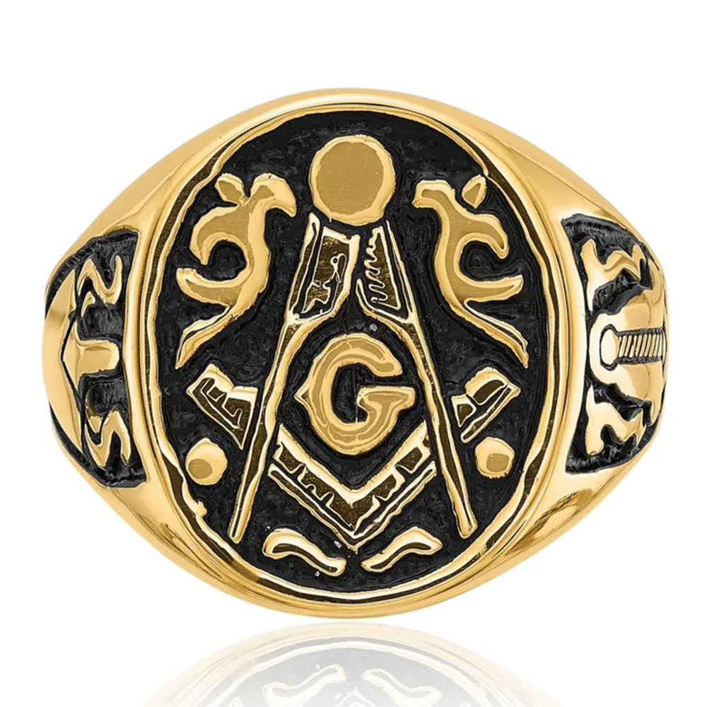14K Gold Freemason Signet Ring for Men-3