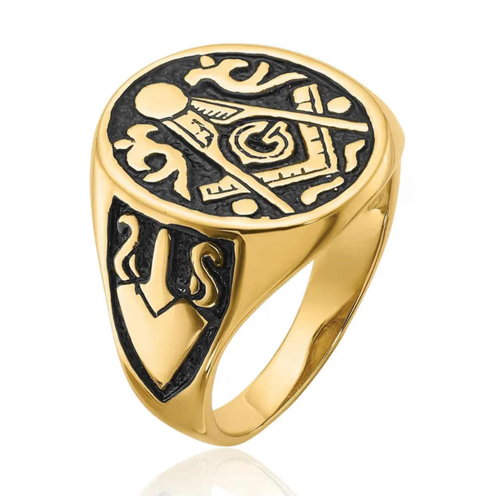 14K Gold Freemason Signet Ring for Men-4