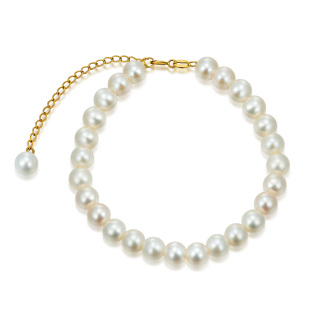 10K Gold Freshwater Pearl Strand Beads Bracelet-53