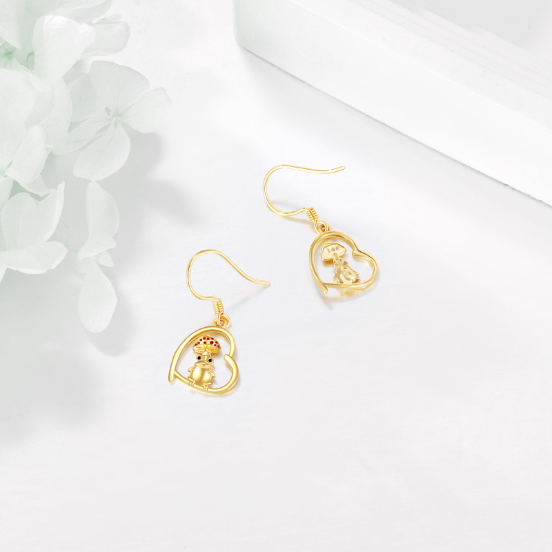 10K Gold Frog Drop Earrings-3