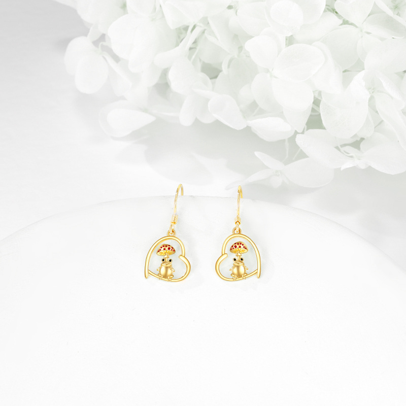 10K Gold Frog Drop Earrings-4