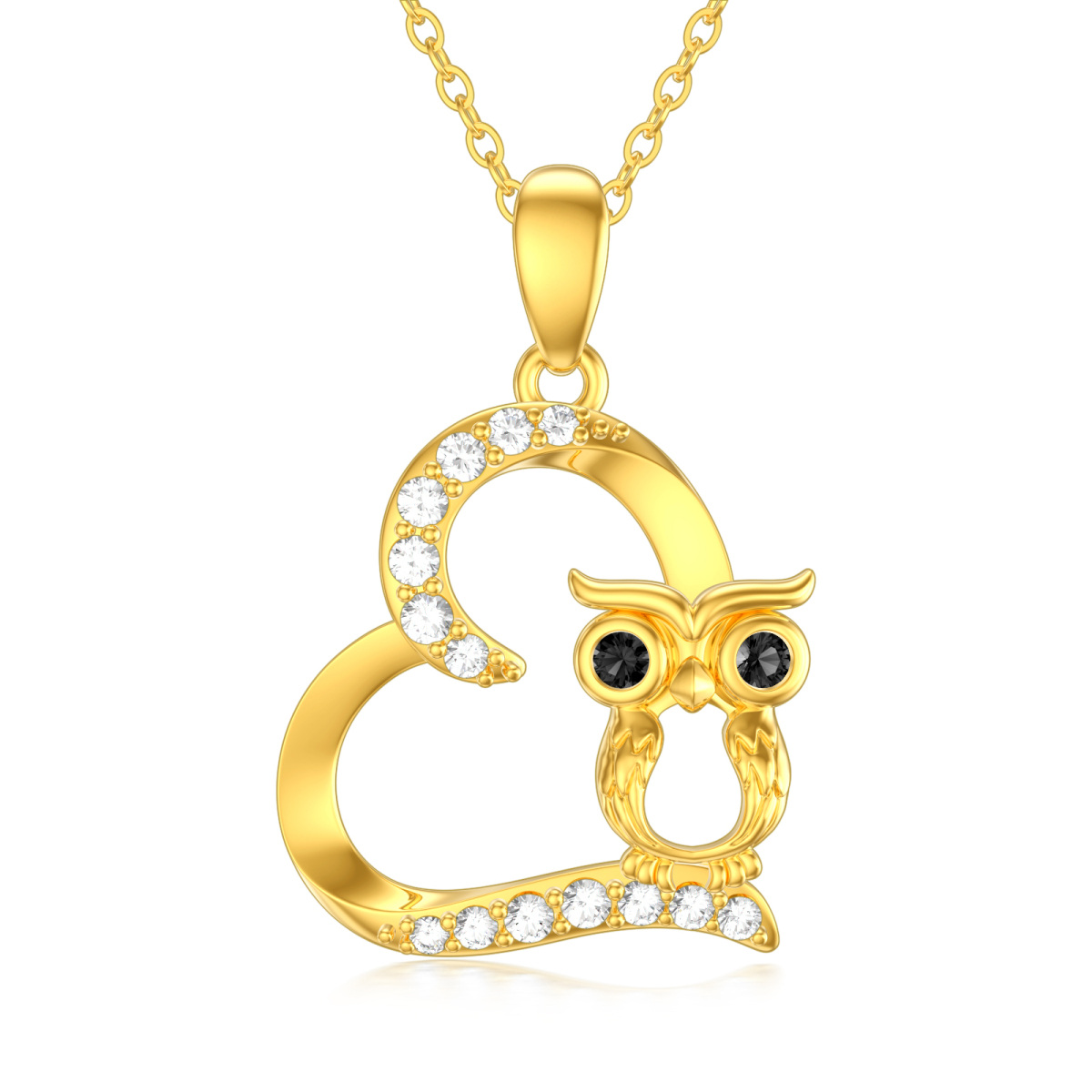 10K Gold Cubic Zirconia Frog & Heart Necklace for Women-1