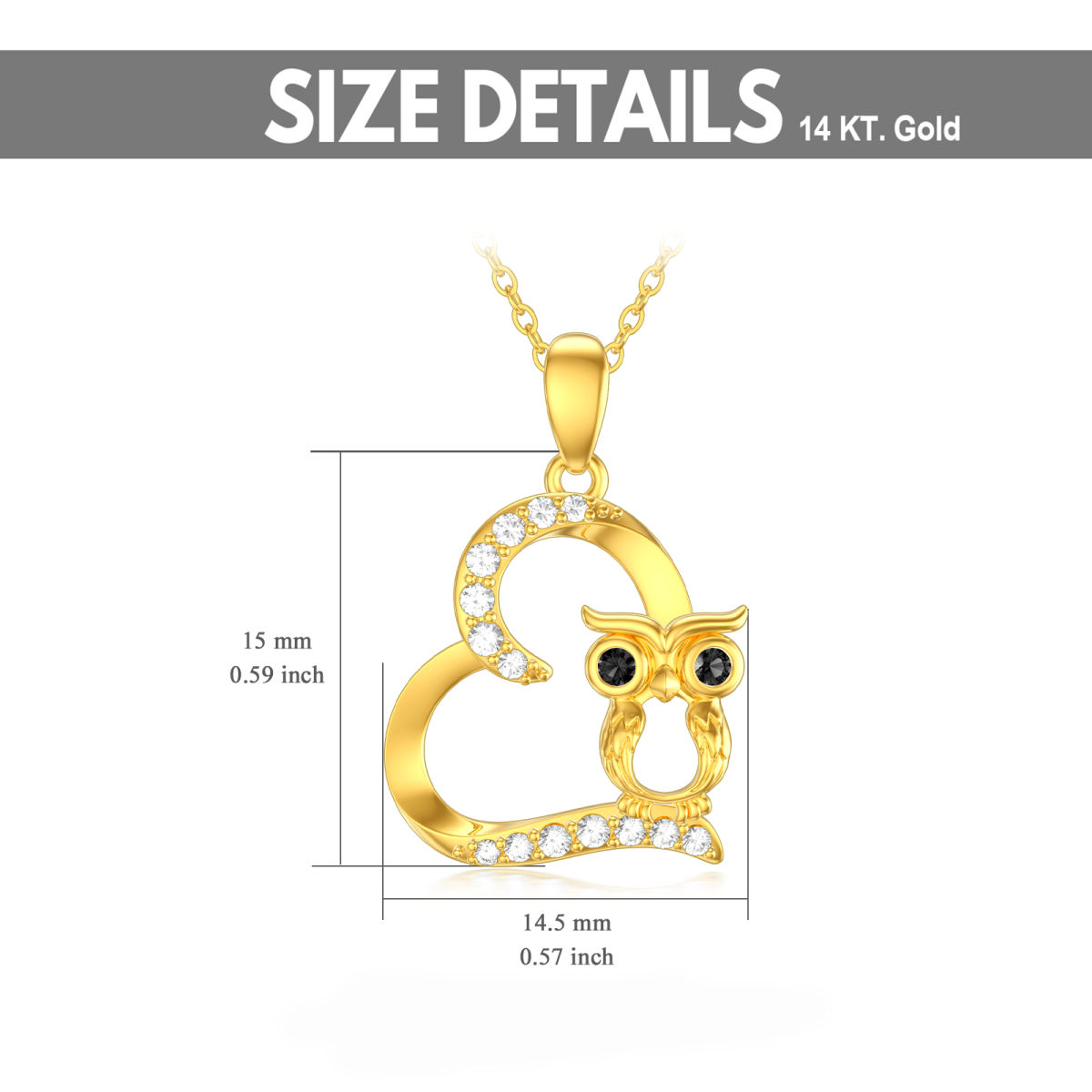 10K Gold Cubic Zirconia Frog & Heart Necklace for Women-6